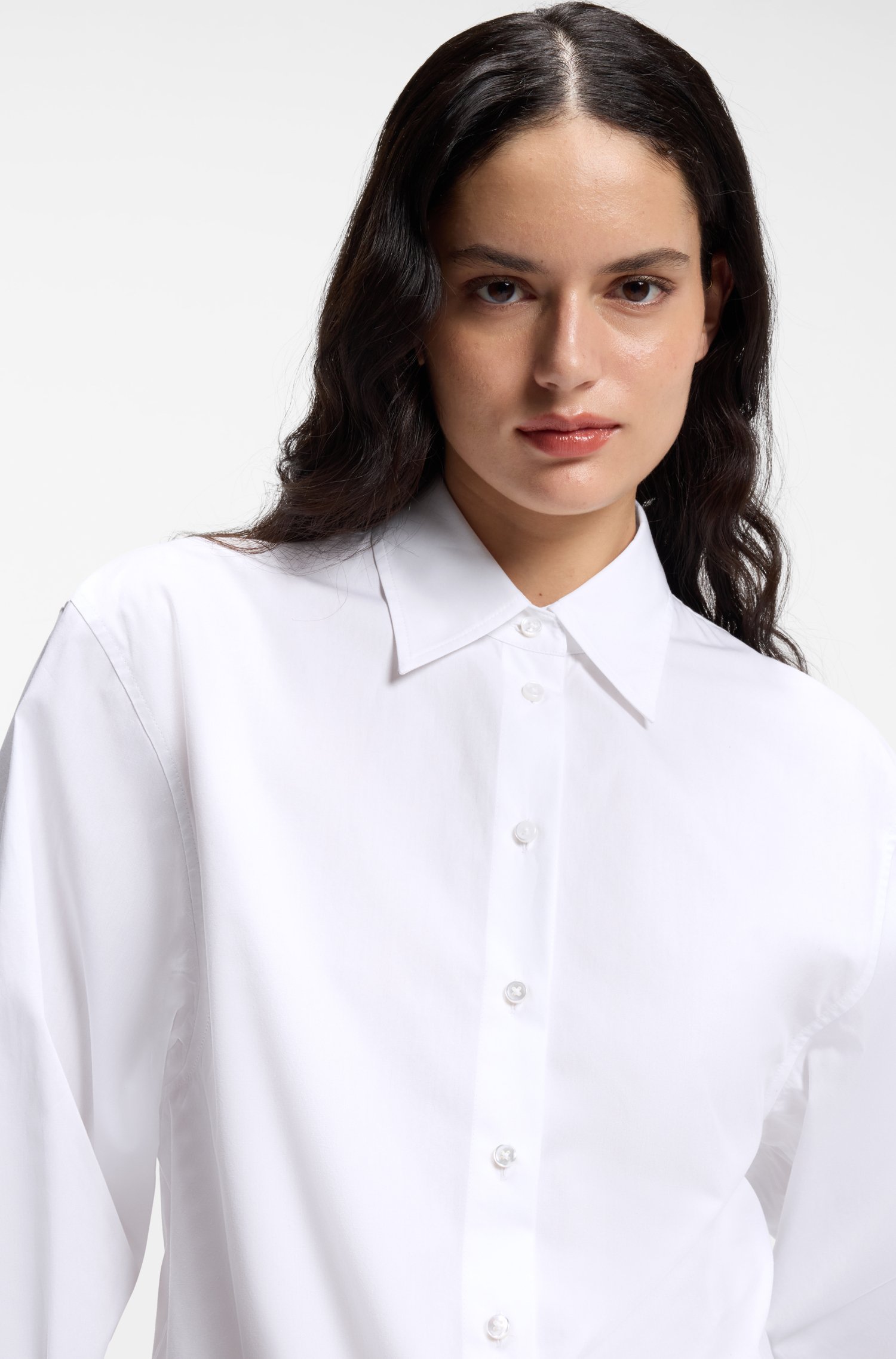 Hugo Relaxed-fit cotton blouse with stacked-logo cuff buttons skjortor & blusar dam – bild 3