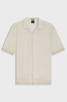 Camicia relaxed fit con stampa a mosaico, Beige a motivi