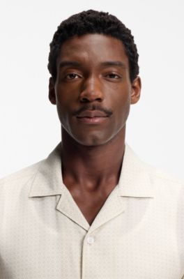 Relaxed-Fit Hemd mit Mosaik-Print, Hellbeige