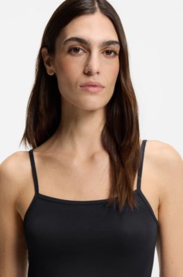 Stretch-jersey vest with adjustable straps, Black