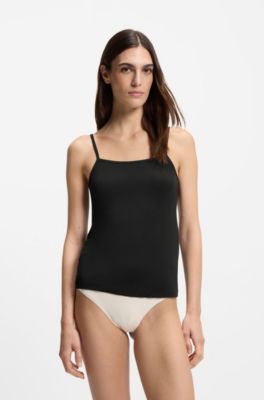 Stretch-jersey vest with adjustable straps, Black