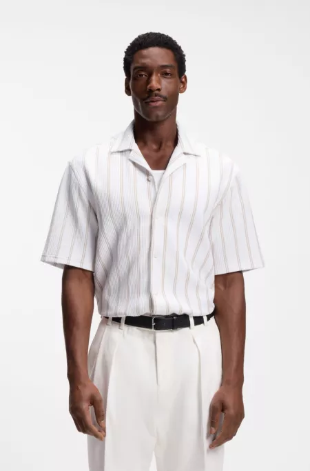 Relaxed-fit shirt in striped stretch cotton