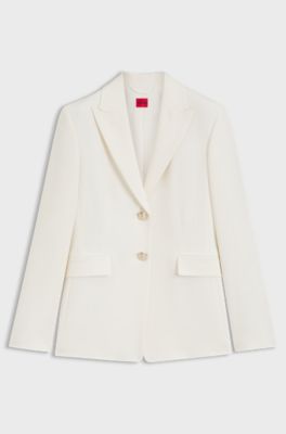 Regular-fit blazer with gold-tone buttons, Natural