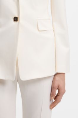 Regular-fit blazer with gold-tone buttons, Natural