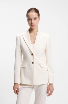 Regular-fit blazer with gold-tone buttons, Natural