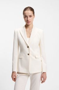 Regular-fit blazer with gold-tone buttons, White