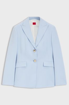 Regular-fit blazer with gold-tone buttons, Light Blue