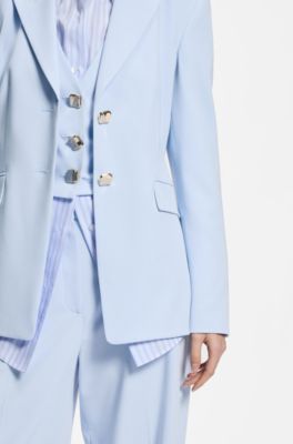 Regular-fit blazer with gold-tone buttons, Light Blue