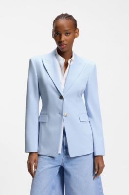 Blazer regular fit con bottoni dorati, Celeste