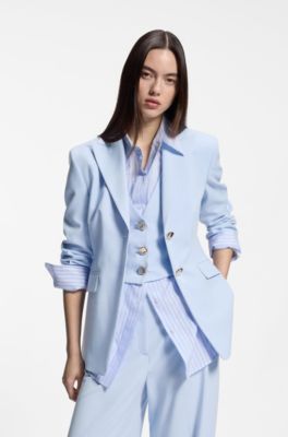 Regular-fit blazer with gold-tone buttons, Light Blue