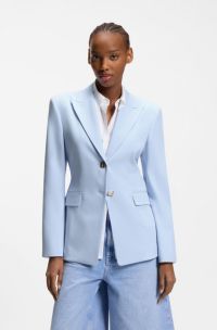 Regular-fit blazer with gold-tone buttons, Light Blue