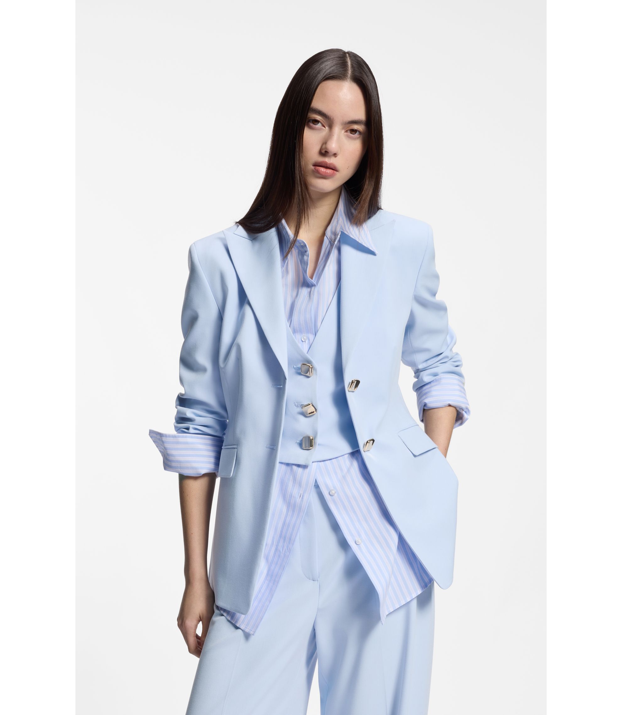 Regular-Fit Blazer mit Knöpfen in Goldoptik