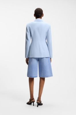 Regular-fit blazer with gold-tone buttons, Light Blue