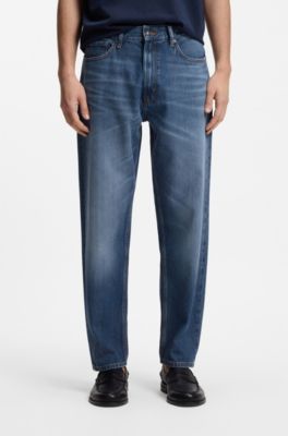 Jeans affusolati relaxed fit in denim blu, Blu