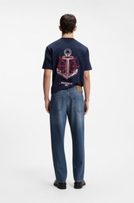 Jeans affusolati relaxed fit in denim blu, Blu