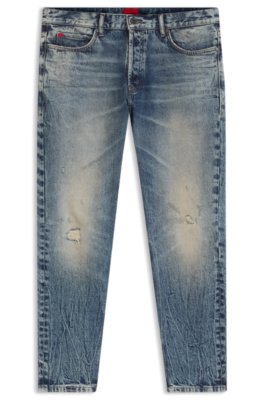 Hugo Uomo Blu Jeans Con Fit Affusolato In Denim Elasticizzato