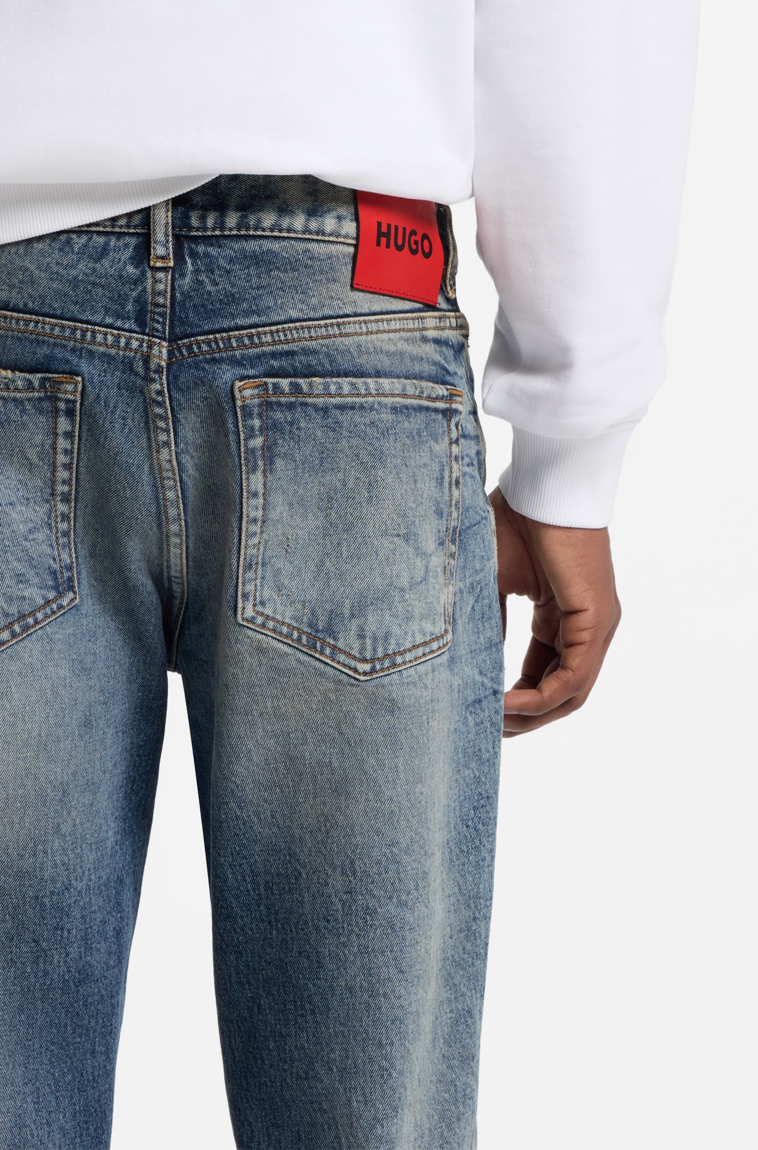 Hugo Tapered-fit jeans in blue stretch denim herr – bild 3
