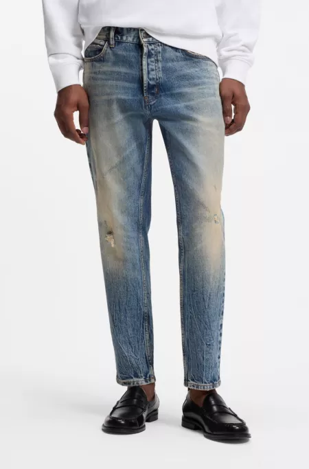 Jean Tapered en denim stretch bleu