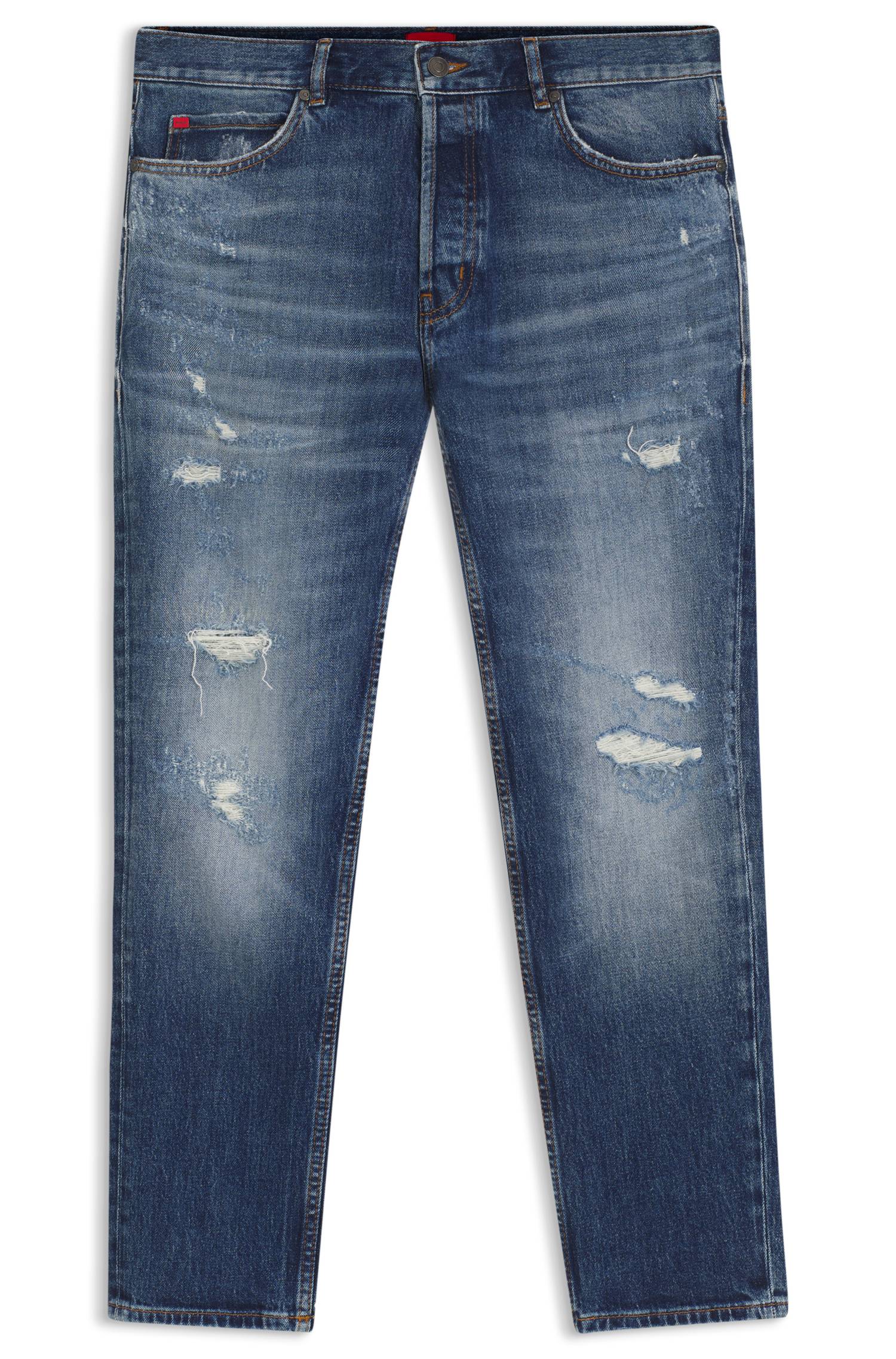 Hugo Tapered-fit jeans in dark-blue stretch cotton herr – bild 4