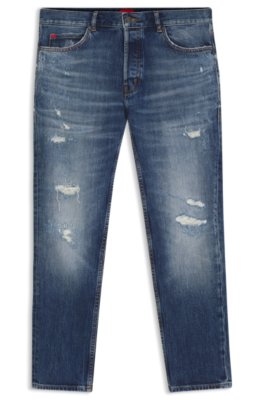 Hugo Uomo Blu Scuro Jeans Con Fit Affusolato In Cotone Elasticizzato