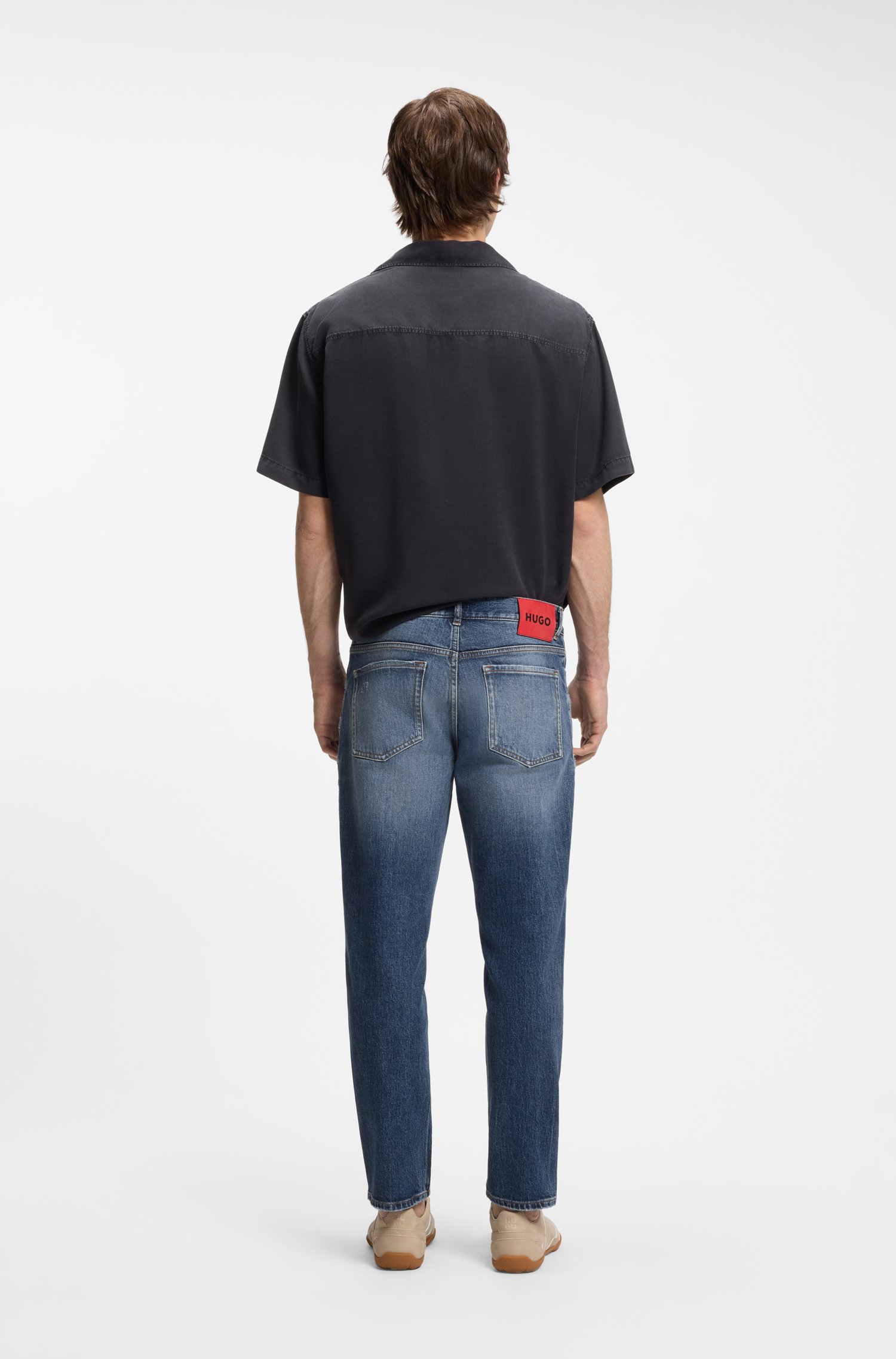 Hugo Tapered-fit jeans in dark-blue stretch cotton herr – bild 2