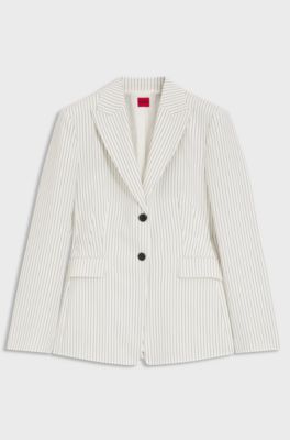 Regular-fit blazer with pinstripe, White stripes