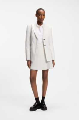 Regular-Fit Blazer mit Nadelstreifen, Wei&szlig; gestreift