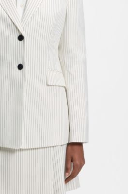 Regular-fit blazer with pinstripe, White stripes