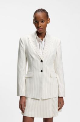 Regular-fit blazer with pinstripe, White Stripes