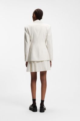 Regular-Fit Blazer mit Nadelstreifen, Wei&szlig; gestreift