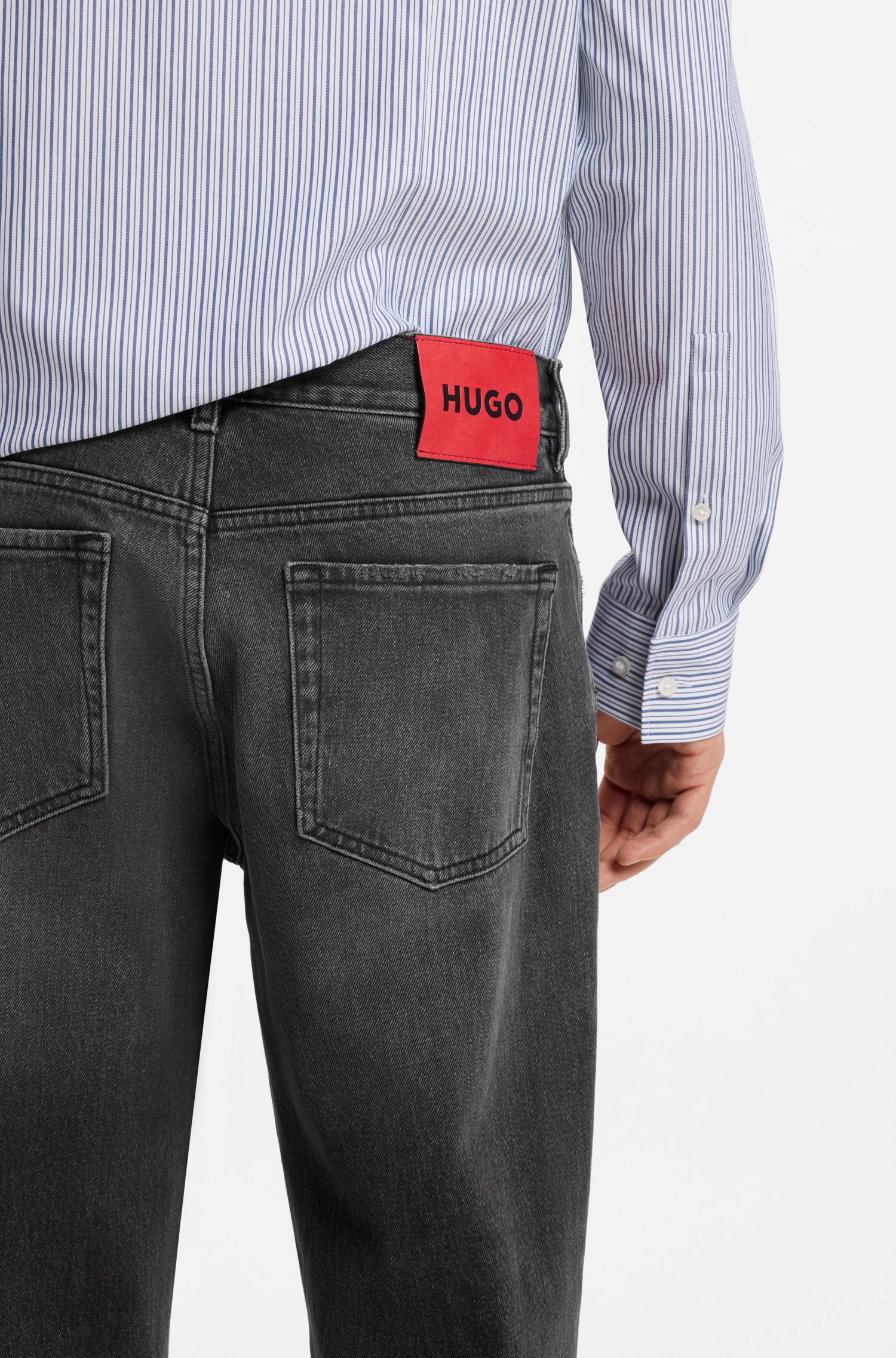 Hugo Tapered-fit jeans in black stretch denim herr – bild 3