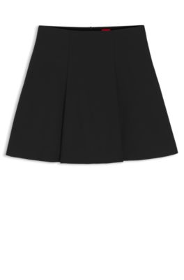 Flared mini skirt with pleats, Black