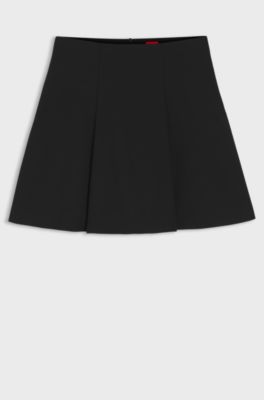 Flared mini skirt with pleats, Black