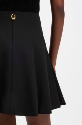 Flared mini skirt with pleats, Black