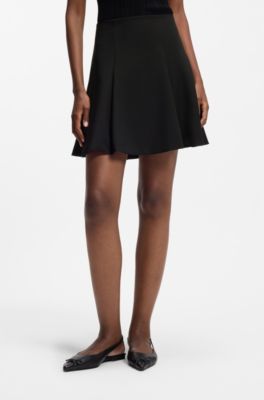 Flared mini skirt with pleats, Black