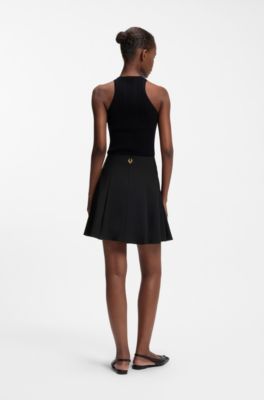 Flared mini skirt with pleats, Black