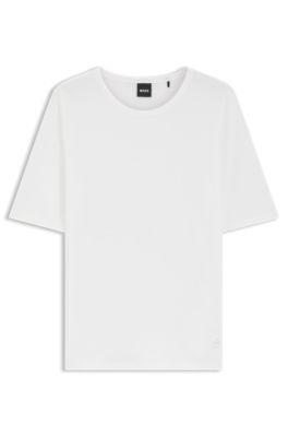 Slim-fit T-shirt in cotton, modal and silk, White