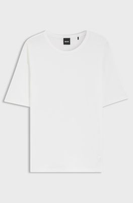 Slim-Fit T-Shirt aus Baumwolle, Modal und Seide, Wei&szlig;