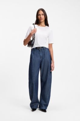 Slim-Fit T-Shirt aus Baumwolle, Modal und Seide, Wei&szlig;