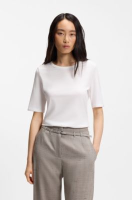 Slim-fit T-shirt in cotton, modal and silk, White