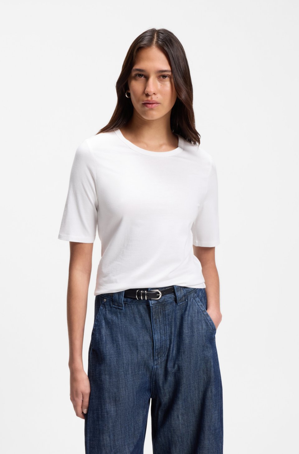 Slim-fit T-shirt in cotton, modal and silk