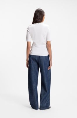 Slim-fit T-shirt in cotton, modal and silk, White
