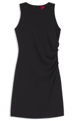 Slim-fit dress with gathered details, Black