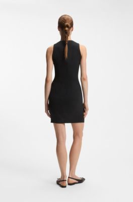 Slim-fit dress with gathered details, Black