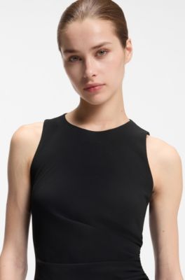 Slim fit kjole med rynkedetaljer, Sort