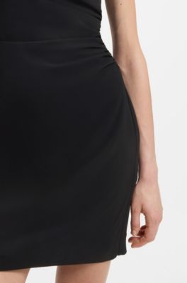 Slim-fit dress with gathered details, Black