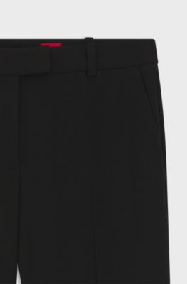 Slim-fit trousers in crepe fabric with D-ring detail, Black