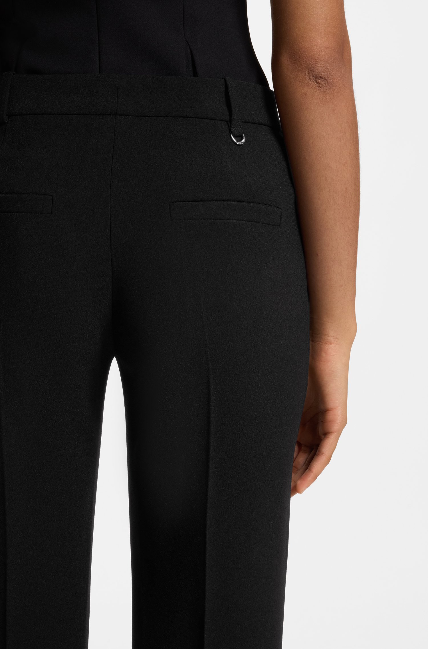 Hugo Slim-fit trousers in crepe fabric with D-ring detail dam – bild 3