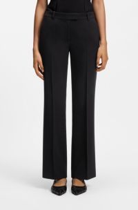 Slim-fit trousers in crepe fabric with D-ring detail, Black