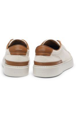 Gary trainers with canvas uppers and leather trims, Light Beige